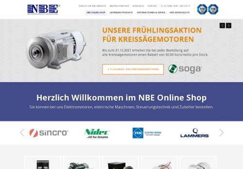 Screenshot Elektromotoren Shop - NBE