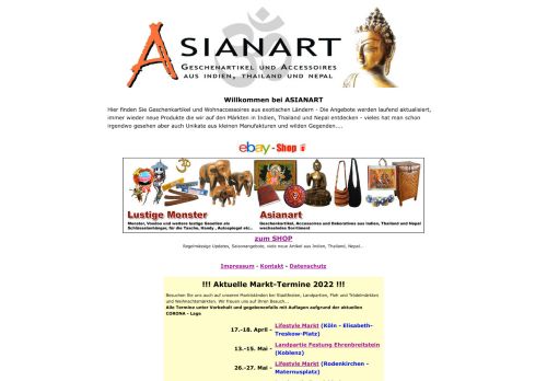 Screenshot Asianart - Geschenkideen und Accessoires aus Asien