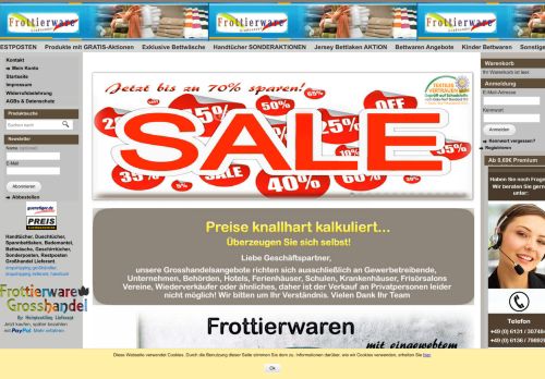 Screenshot Frottierware Großhandel