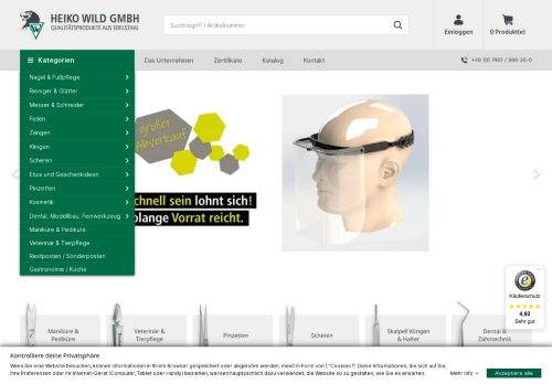 Screenshot HEIKO WILD GmbH Medizinische Instrumente