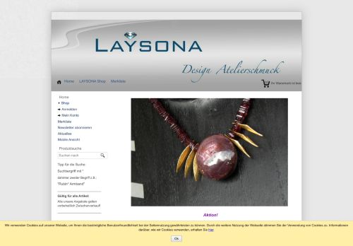 Screenshot Laysona Schmuckdesign - Exklusive Unikate