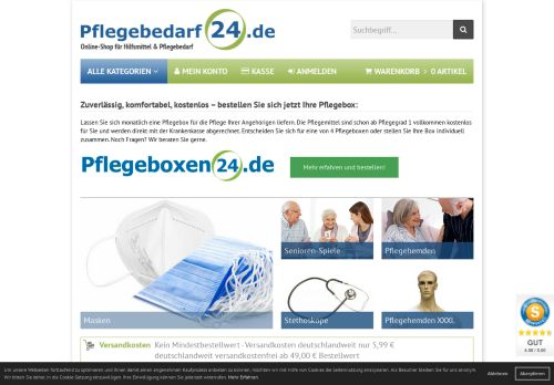 Screenshot Pflegebedarf24.de - Hilfsmittel und Pflegebedarf