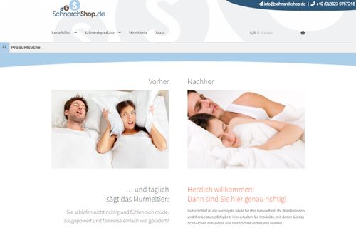 Screenshot SchnarchShop.de - Lösungen für gesunden Schlaf