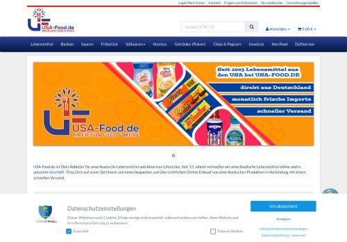 Screenshot USA-Food.de - Lebensmittel aus den USA!
